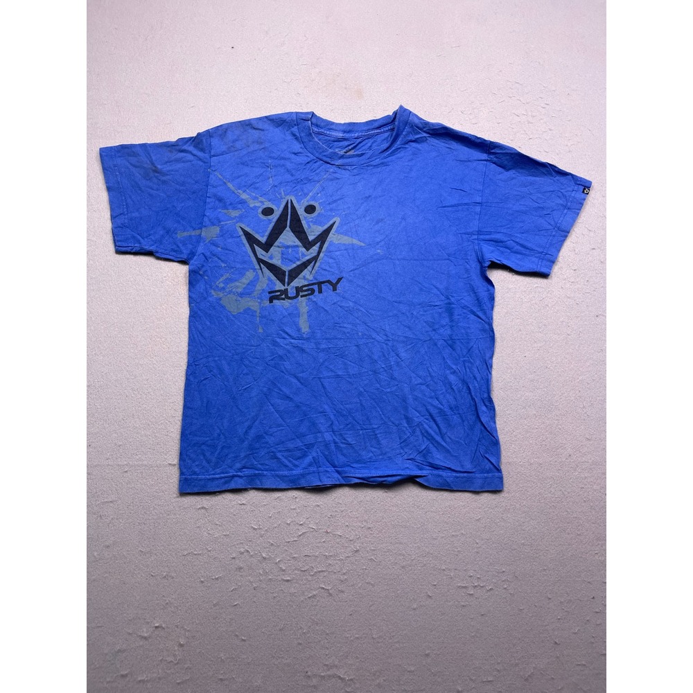 Rusty T-Shirt Cotton Blue Graphic Print XL Mens